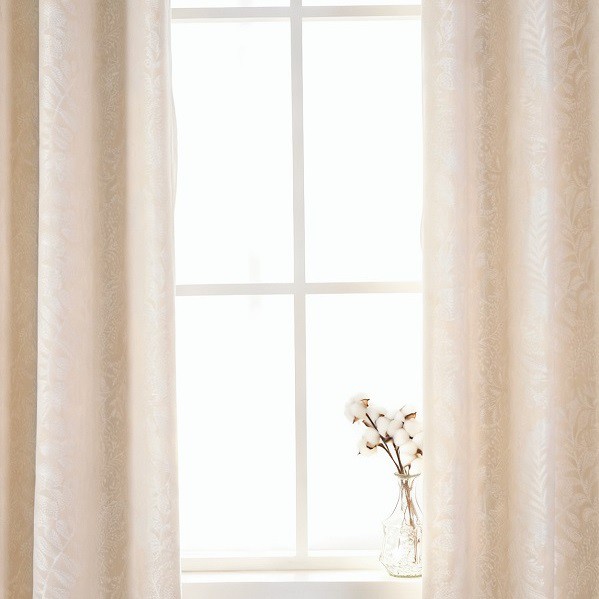 Light Beige Plant Jacquard Curtains factory